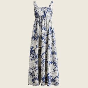 J Crew Gathered Tank Midi Dress in Ratti Seashell Print—Size 4